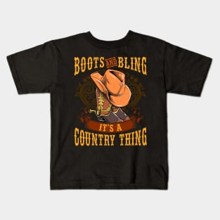 Boots And Bling Its A Country Thing Kids T-Shirt